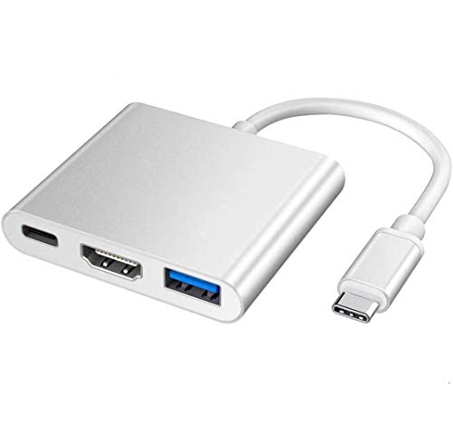 VPRAWLS Typ-C auf HDMI / USB3.0 / USB 3.1 Typ-C 4K Adapter, USB-C HDMI Digital AV Laden und Anschließen Multiport Adapter für MacBook, Chromebook Pixel Geräte auf HDTV/Projektor (HDMI Adapter) von VPRAWLS