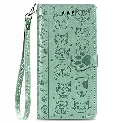 VQWQ Handyhülle Kompatibel mit Oppo A60 4G - Tier Geprägt Schutzhülle Leder Tasche Flip Case Klapphülle Magnetic Mit Handschlaufe Wallet Cover für Oppo A60 4G [SD] -Green von VQWQ