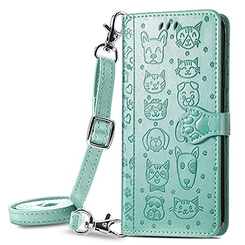 VQWQ Handyhülle Kompatibel mit Oppo Realme 13-1-5m Umhängegurt Tier Schutzhülle Leder Tasche Flip Case Klapphülle Mit Magnetic Wallet Cover für Oppo Realme 13 [SD] -Green von VQWQ
