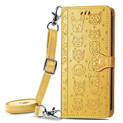 VQWQ Handyhülle Kompatibel mit Oppo Realme 13 Pro - 1-5m Umhängegurt Tier Schutzhülle Leder Tasche Flip Case Klapphülle Mit Magnetic Wallet Cover für Oppo Realme 13 Pro [SD] -Yellow von VQWQ