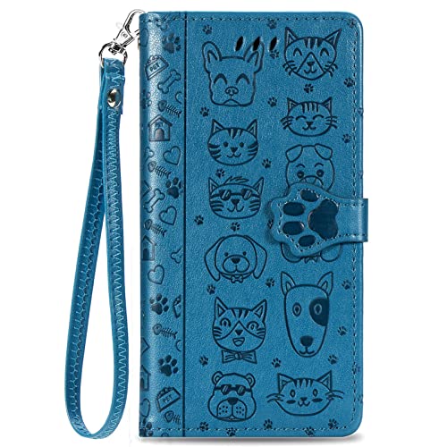 VQWQ Handyhülle Kompatibel mit Xiaomi Mi 14T Pro - Tier Geprägt Schutzhülle Leder Tasche Flip Case Klapphülle Magnetic Mit Handschlaufe Wallet Cover für Xiaomi Mi 14T Pro [SD] -Blue von VQWQ