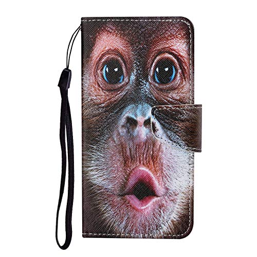 VQWQ Hülle für Samsung Galaxy S22 Ultra - Premium Colorful Leder Klapphülle Ständer Kartenschlitz Magnet Schlüsselband Bumper Flip Schutzhülle für Samsung Galaxy S22 Ultra [XC04] -AFFE von VQWQ