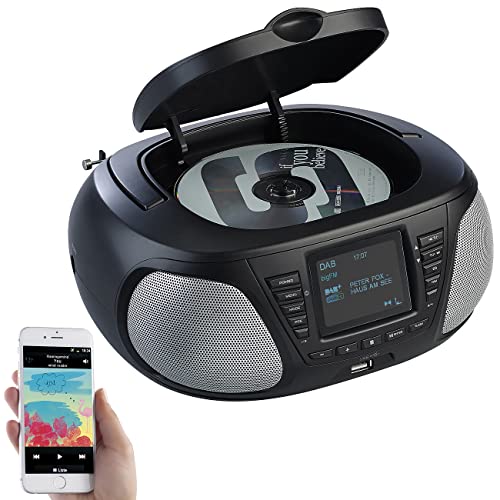 VR-Radio CD Player: Mobile Stereo-Boombox mit DAB+/FM, Bluetooth, CD, AUX, 10 Watt (CD Radios, Radio CD, Stereoanlage) von VR-Radio