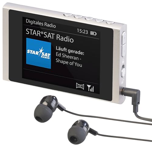 VR-Radio DAB Radio: Digitales Slim-Taschenradio DAB+/FM, Akku, Ohrhörer, Alu-Gehäuse (DAB Mini Radio, Pocket, Fitness) von VR-Radio