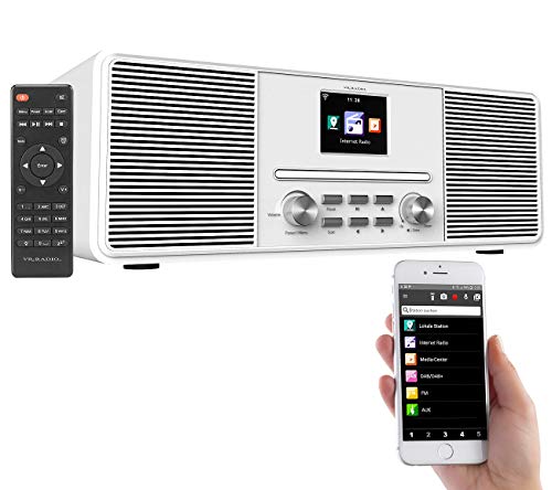 VR-Radio Radio mit CD Player: Stereo-Internetradio mit CD-Player, DAB+/FM & Bluetooth, 40 Watt, weiß (DAB Radio mit CD, Radio Stereo DAB, Netzwerk) von VR-Radio