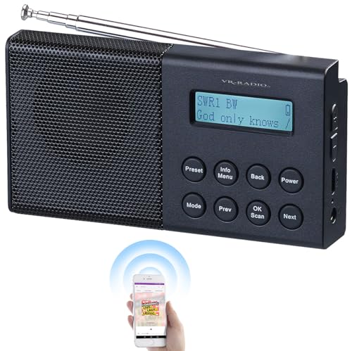 VR-Radio Radio: Digitales DAB+/FM-Taschenradio mit Bluetooth 5, Wecker, Display, RDS (tragbares Radio, DAB Radios, Kleines) von VR-Radio
