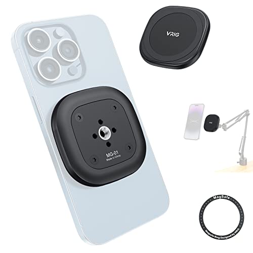 VRIG MG-01 Magnetische Stativhalterung, 6,35 mm (1/4 Zoll) Stativadapter mit Magnetring, mehrere Lokalisierungslöcher für ARRI, kompakte Größe für iPhone 14/13/12 Serie und alle Handys und Hüllen von VRIG Express