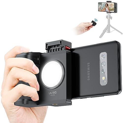 UURIG Smartphone Kamera Shutter Ferngriff Griff mit Abnehmbarer drahtloser Fernbedienung, DREI-Gang verstellbare Fülllicht für iPhone Samsung Google OnePlus Telefone Video/Foto Aufnahme von VRIG