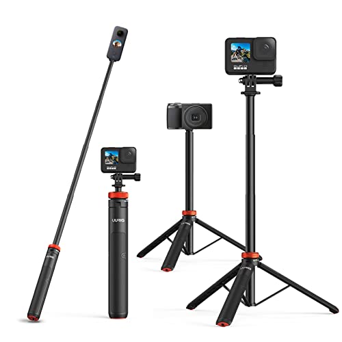 UURig TP-03 - Selfie-Stick & Stativ, 130cm, Unsichtbar für GoPro Max Hero 10 9 8 7 6 5 4, DJI Osmo Action, Insta 360 One R und weitere Action-Kameras von VRIG