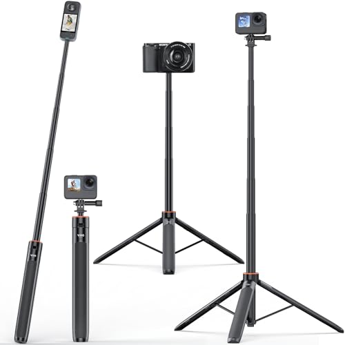 VRIG 140cm Selfie Stick Stativ, Ausziehbares Verlängerungsstangen-Tripod für Action-Kamera mit 1/4 Schraube und Go pro Basis Adapter, kompatibel mit Go Pro/DJI Osmo/ Insta360/ Mikroeinzel, TP-21 VRIG 140cm Selfie Stick Stativ, Ausziehbares Verlängerungsstangen-Tripod für Action-Kamera mit 1/4 Schraube und Go pro Basis Adapter, kompatibel mit Go Pro/DJI Osmo/ Insta360/ Mikroeinzel, TP-21 von VRIG