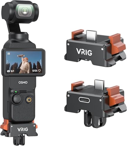 VRIG DJI Osmo Pocket3 Installation Adapter Base Hergestellt aus Aluminium Metall Typ-C mit Ports Pocket3 Zubehör Quick Release 4in1 Schnittstelle von VRIG