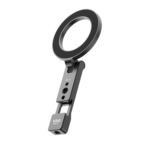 VRIG Magnetische Handy-Stativhalterung für iPhone, faltbare Metall-Telefonhalterung mit doppelten 6,35 mm Schraubenlöchern und kaltem Schuh, kompatible Griffe, Selfie-Stick-Stativ, Fill-Light-Mikrofon VRIG Magnetische Handy-Stativhalterung für iPhone, faltbare Metall-Telefonhalterung mit doppelten 6,35 mm Schraubenlöchern und kaltem Schuh, kompatible Griffe, Selfie-Stick-Stativ, Fill-Light-Mikrofon von VRIG