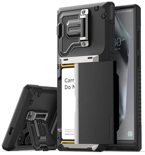 VRS DESIGN Damda Glide DuoGuard Schutzhülle für Samsung Galaxy S24 Ultra (2024), hochwertige, robuste, vollständig abgedeckte Kameralinsenschutzhülle, Kartenhalter, Brieftaschen-Hülle (Logo Black) von VRS Design