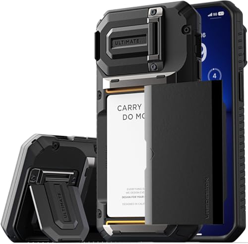 VRS DESIGN Damda Glide DuoGuard Schutzhülle für iPhone 13 Pro Max (2021), hochwertige, robuste, vollständig abgedeckte Kameralinsenschutzhülle, Kartenhalter, Brieftaschen-Hülle (Logo Black) von VRS Design