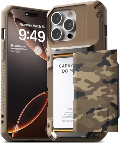 VRS DESIGN Damda Glide Pro Kartenhalter-Schutzhülle für iPhone 16 Pro Max (2024), robuste, halbautomatische Kartenschlitze, Brieftasche, 4 Kartenfächer, entworfen für iPhone 16 Pro Max (2024 von VRS Design