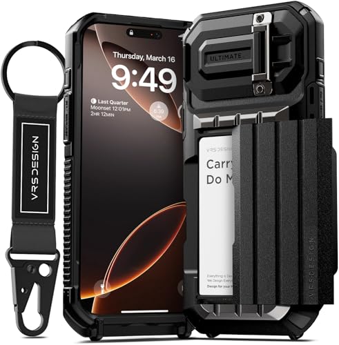 VRS DESIGN Damda Glide Ultimate für iPhone 16 Pro Max (2024), hochwertige, robuste, vollständig abgedeckte Kameralinsenschutz-Schutzhülle mit multifunktionalem Gurt, Mattschwarz von VRS Design