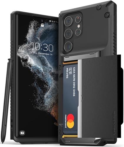 VRS DESIGN Kompatibel mit Galaxy S22 Ultra Hülle [Damda Glide Pro], stabile halbautomatische Brieftasche [4 Karten] Hülle für Galaxy S22 Ultra (2022), Logo Schwarz von VRS Design