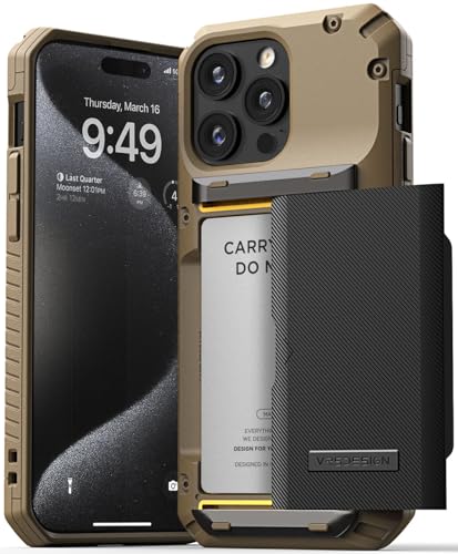 VRS DESIGN Kompatibel mit iPhone 15 Pro Max Hülle mit Kartenhalter [Damda Glide Pro], robuster, halbautomatischer 4-Kartenschlitz, hohe Haltbarkeit und Stil, entworfen für iPhone 15 Pro Max (2023), von VRS Design