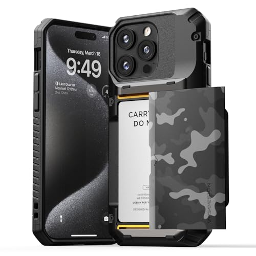 VRS DESIGN Kompatibel mit iPhone 15 Pro Max Hülle mit Kartenhalter [Damda Glide Pro], robuster, halbautomatischer 4-Kartenschlitz, hohe Haltbarkeit und Stil, entworfen für iPhone 15 Pro Max (2023 von VRS Design