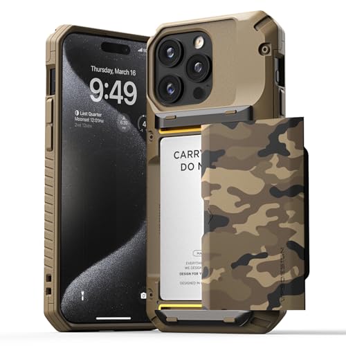 VRS DESIGN Kompatibel mit iPhone 15 Pro Max Hülle mit Kartenhalter [Damda Glide Pro], robuster, halbautomatischer 4-Kartenschlitz, hohe Haltbarkeit und Stil, entworfen für iPhone 15 Pro Max (2023 von VRS Design