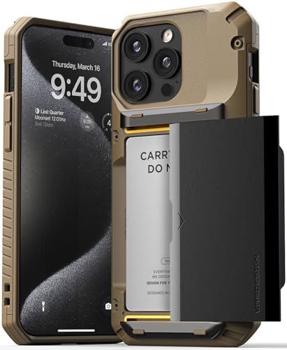 VRS DESIGN Kompatibel mit iPhone 15 Pro Max Hülle mit Kartenhalter [Damda Glide Pro], robuster, halbautomatischer 4-Kartenschlitz, hohe Haltbarkeit und Stil, entworfen für iPhone 15 Pro Max (2023 von VRS Design
