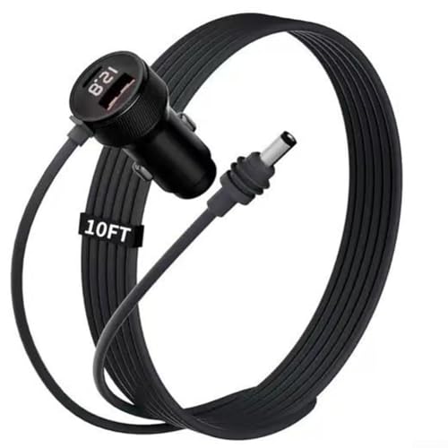 Dual USB Autoladegerät für Starlink Mini, wasserdichtes DC-Kabel mit integriertem Voltmeter für effizientes Laden von Geräten (2 Meter) von VRTYVEYBB