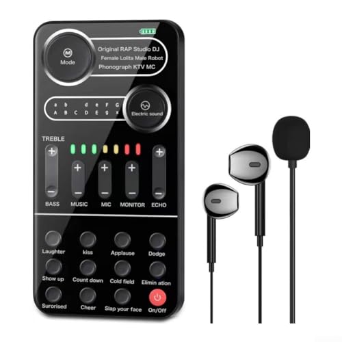 Tragbares Soundkartenset mit 9 Effekten für Live-Singen auf Telefonen und PCs, kompaktes Design für Musiker (Soundkarte) von VRTYVEYBB