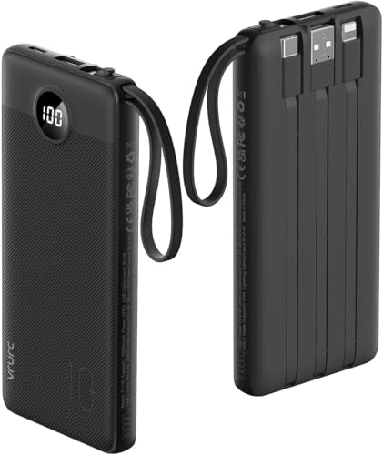 VRURC 10000mAh Power Bank mit Kabel, Ultra dünn USB C Powerbank Tragbares Ladegerät, 5 Ausgänge, 2 Eingänge, Externe Akkupack Kompatibel mit iPhone, Samsung, Huawei, Android, Smartphones und mehr VRURC 10000mAh Power Bank mit Kabel, Ultra dünn USB C Powerbank Tragbares Ladegerät, 5 Ausgänge, 2 Eingänge, Externe Akkupack Kompatibel mit iPhone, Samsung, Huawei, Android, Smartphones und mehr von VRURC