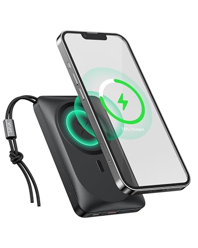 VRURC Magnetische Powerbank 10000mAh Wireless Power Bank 22.5W Schnellladen USB C Tragbares Ladegerät mit Fingerhalter Externer Akku Kompatibel mit MagSafe für iPhone 12/13/14/15/16-Serie VRURC Magnetische Powerbank 10000mAh Wireless Power Bank 22.5W Schnellladen USB C Tragbares Ladegerät mit Fingerhalter Externer Akku Kompatibel mit MagSafe für iPhone 12/13/14/15/16-Serie von VRURC