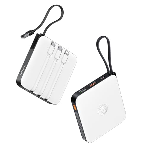 VRURC 20000mAh Power Bank mit Kabel Klein USB C Powerbank Schnelles Aufladen Mini Tragbares Ladegerät Externer Akku Klein und leicht mit 4 Ausgänge 3 Eingänge LED-Anzeige für iPhone Huawei Samsung usw VRURC 20000mAh Power Bank mit Kabel Klein USB C Powerbank Schnelles Aufladen Mini Tragbares Ladegerät Externer Akku Klein und leicht mit 4 Ausgänge 3 Eingänge LED-Anzeige für iPhone Huawei Samsung usw von VRURC
