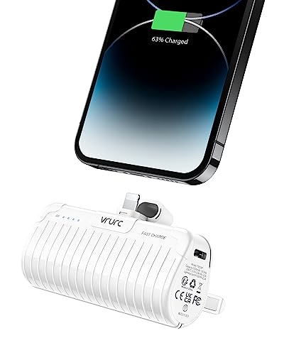 VRURC PowerBank 5000mAh, 20W PD Mini Externer Akku Schnelles Aufladen Power Bank klein Aber stark Handy Tragbares Ladegeräte Kompatibel mit iPhone 12/13/Pro/Pro Max/11 Pro/XR/X/8/Plus (Weiß) von VRURC