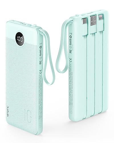 VRURC Powerbank mit Kabel 10000mAh Power Bank Tragbares Ladegerät USB C Externer Handy Akkus LED Display mit 5 Ausgängen 2 Eingänge Kompatibel mit iPhone/Huawei/Samsung Smartphone iPad usw - Grün VRURC Powerbank mit Kabel 10000mAh Power Bank Tragbares Ladegerät USB C Externer Handy Akkus LED Display mit 5 Ausgängen 2 Eingänge Kompatibel mit iPhone/Huawei/Samsung Smartphone iPad usw - Grün von VRURC