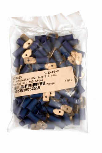VS-ELECTRONIC - 320303 Flachstecker KSP, 6.3-2.5, Beutel, Blau (100-er pack) 329303 von VS-ELECTRONIC