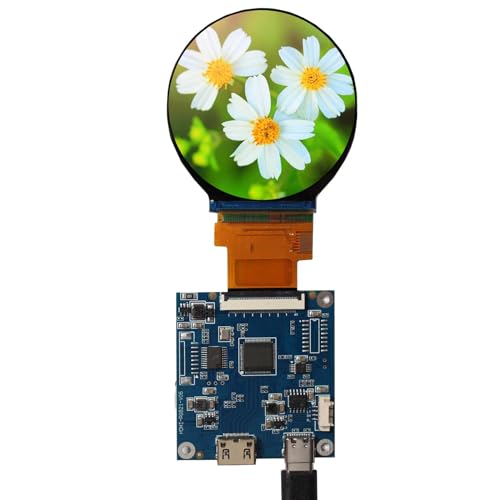 VSDISPLAY 5,3 cm (2,1 Zoll) 480 x 480 IPS MIPI 300 nit Kreis LCD-Bildschirm und Mini-40-polige Controllerplatine, Micro-USB-Stromanschluss von VSDISPLAY