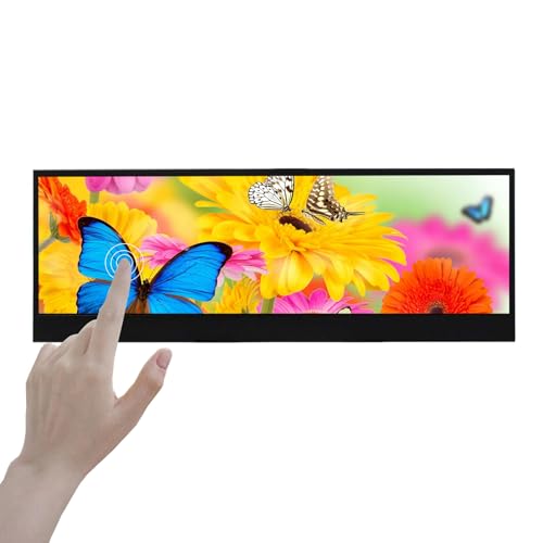 VSDISPLAY Tragbarer Touch-Monitor, 35,6 cm (14 Zoll), 3840 x 1100, 4 K, IPS, gestrecktes Balken-Display, Typ C, Mini-HDMI, DP-Video-Eingang, Dual-Lautsprecher, für DIY-PC-Gehäuse von VSDISPLAY