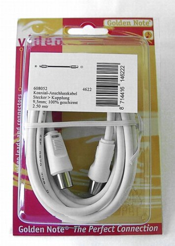 Vse 608052 10 m alansch Schließung Kabel 85 dB 2,5 m Länge, GNB, 64 x 100% geschimrt 0,12 mm, weiß von VSE