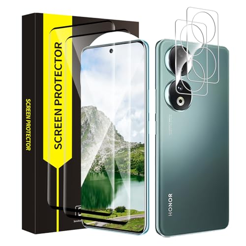 VSEER 2+2 Stück Schutzfolie für Panzerglas für Honor 90 5G, 3D Volle Abdeckung Schutzglas Folie mit Kameraschutzfolie, Kratzfest Ultrabeständig Anti-Staub Hohe Auflösung Honor 90 Displayschutzfolie von VSEER