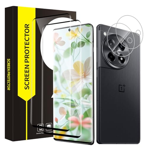 VSEER 2+2 Stück Schutzfolie für Panzerglas für Oneplus 12 5G, 3D Full Screen Antifouling Oneplus 12 Folie mit Kameraschutz, Hohe Transparenz Anti-Staub Anti-Blasen Oneplus 12 Displayschutzfolie von VSEER