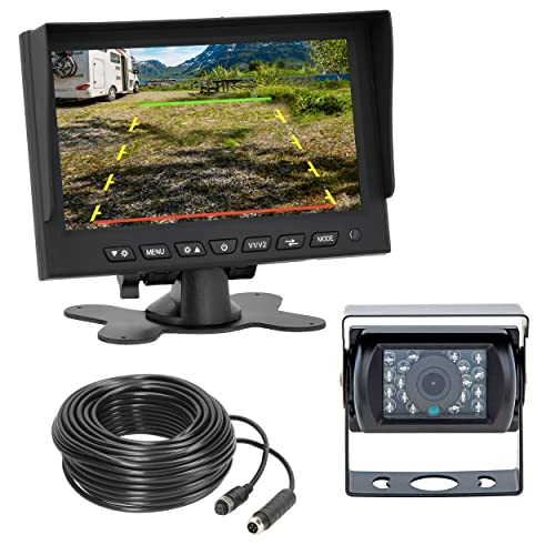 VSG24 Rückfahrkamera 7" Camper-Set inkl. Kamera, Monitor, Kabel - Wasserdicht Nachtsicht 12V-24V Einfache Montage/Robustes Rückfahrsystem für Auto Wohnwagen LKW Anhänger Wohnmobile Einparkhilfe von VSG