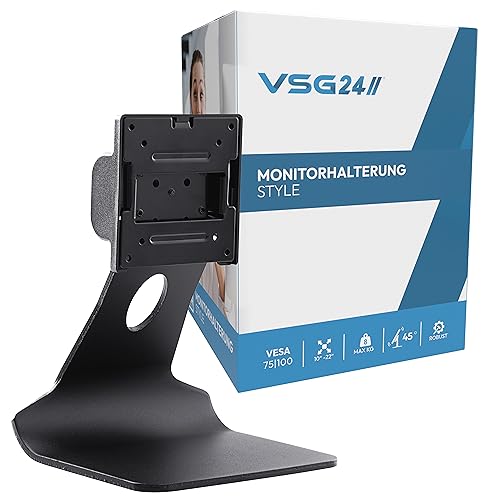 VSG24 Style Design Monitor Halterung, Vollmetall VESA 100x100 Tischhalterung, Bildschirm Standfuss POS, Schreibtisch Monitorständer 10-22 Zoll, Touchscreen Kassensystem, Mount Arm für Tisch Schwarz von VSG