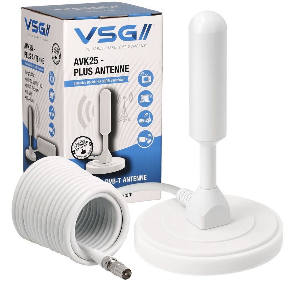 VSG24 DVBT2 HDTV Antenne ADVANCED HD ALU-Kern für max. DVB-T2 Signalqualität Innenantenne (DVBT2 HD), 1059 von VSG24