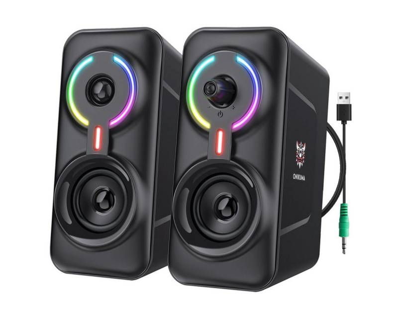 VSIUO Computer Lautsprecher, Bluetooth PC-Lautsprecher 2.0 (Bluetooth, 3,5 mm AUX Klinke, 10 W, Boxen mit USB-Stromversorgung, RGB LED Licht Speaker Set) von VSIUO
