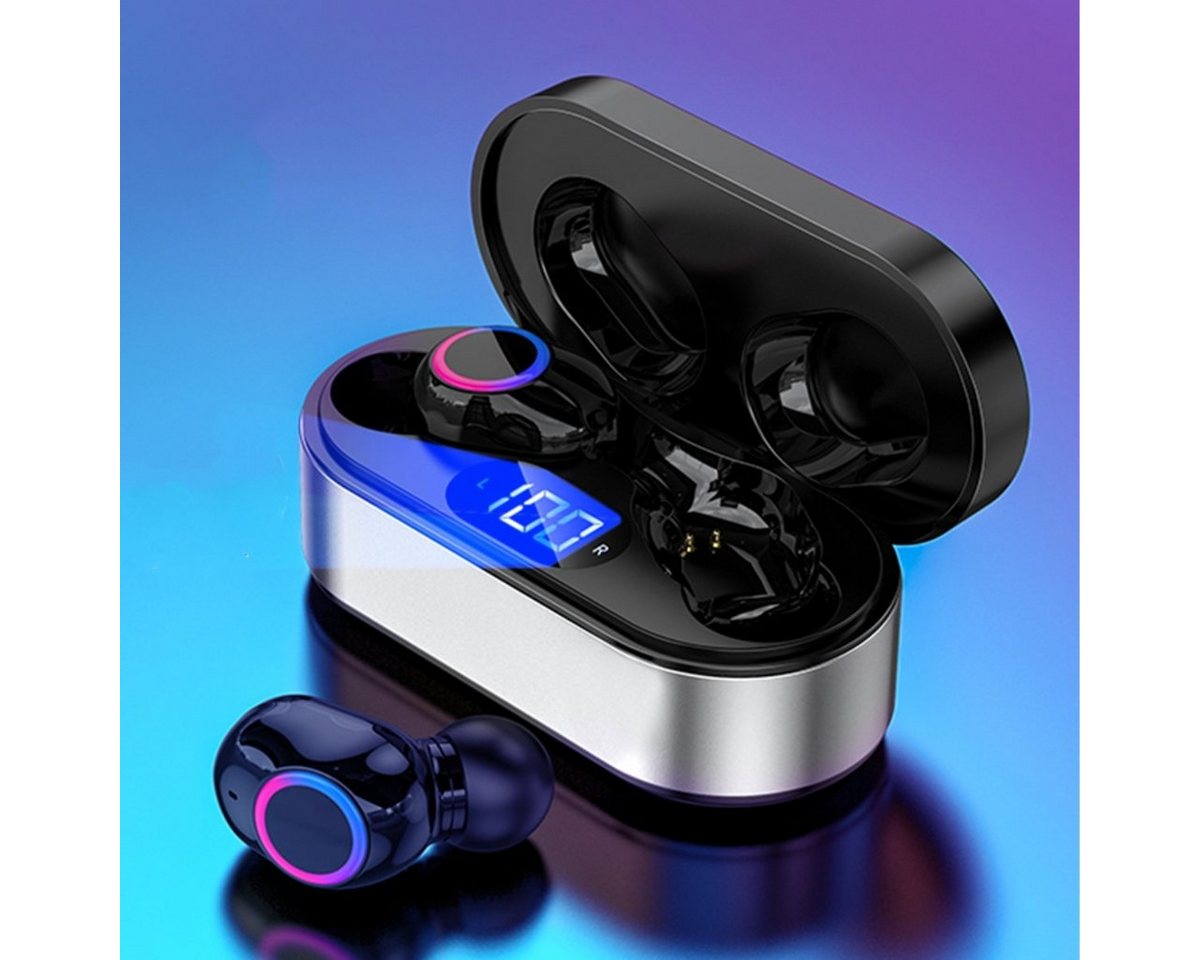 VSIUO TWS Kopfhörer Kabellos HiFi Bluetooth 5.2, IP7 Wasserdicht Ohrhörer In-Ear-Kopfhörer (Google Assistant, Siri, Voice Assistant, Earbuds, Noise Cancelling, sport, LED Ladestandsanzeige, True Wireless) von VSIUO