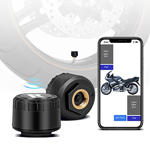 Bluetooth-Reifendruckkontrollsystem, 2 externe Sensoren für Smartbikes, Motorräder, E-Bikes und Fahrräder, drahtlose TPMS-Reifendruckkontrollsensoren, Reifendruck- und Temperaturalarm(schwarz) von VSYSTO