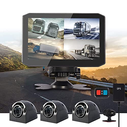 VSYSTO 4-Kanal-LKW-Dashcam 1080P Front-Rückfahrkamera 7,0-Zoll-Display mit GPS-Infrarot-Nachtsicht 360°-Fahrzeug-Rückfahrkamera DVR-Dashcam für LKW, große Vans, Wohnmobile von VSYSTO