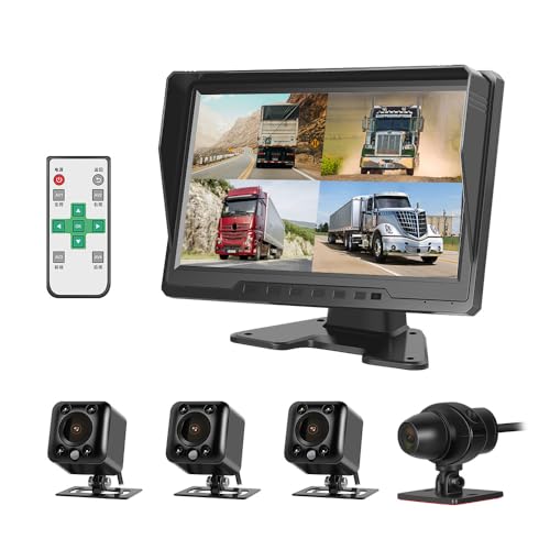 VSYSTO 4CH HD Autokamera 10-Zoll-Monitor Rückfahrkamera Ansicht von vorne, hinten und von der Seite Vierfach geteilter Bildschirm mit GPS-Infrarot-Nachtsichtobjektiv für LKW und Wohnmobile von VSYSTO