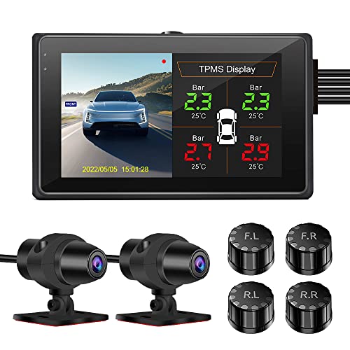VSYSTO Auto-Dashcam Dual 1080P Front- und Rückkamera 3 '' IPS-Bildschir Dash Cam WiFi Autokamera mit Reifendruckkontrollsystem mit Nachtsicht GPS G-Sensor Loop-Aufnahme für Auto von VSYSTO