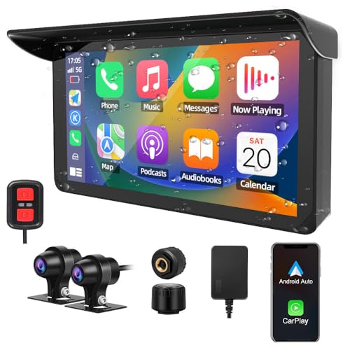 VSYSTO Motorrad DashCam, Kabelloses CarPlay und Android Auto, 5 Zoll Touchscreen Wasserdichtem Motorrad Bildschirm mit 1080P Kameras, Bluetooth, GPS Navigation, TPMS, Sprachassistent VSYSTO Motorrad DashCam, Kabelloses CarPlay und Android Auto, 5 Zoll Touchscreen Wasserdichtem Motorrad Bildschirm mit 1080P Kameras, Bluetooth, GPS Navigation, TPMS, Sprachassistent von VSYSTO
