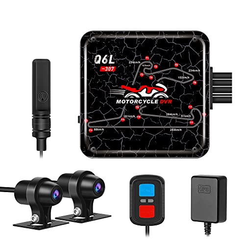 VSYSTO Dashcam Motorrad Motorrad Kamera 1080p Doppellinse Kamera Motorrad Vorne Hinten Sportkamera mit Parkmodus GPS WiFi Nachtsicht von VSYSTO