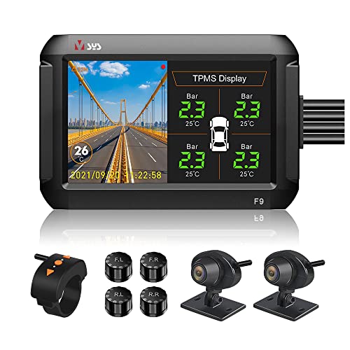 VSYSTO F9C Auto-Dashcam Dual 1080P Front- und Rückkamera 4-Zoll-Bildschirm Dash Cam WiFi Autokamera mit Reifendruckkontrollsystem mit Nachtsicht GPS G-Sensor Loop-Aufnahme für Auto von VSYSTO